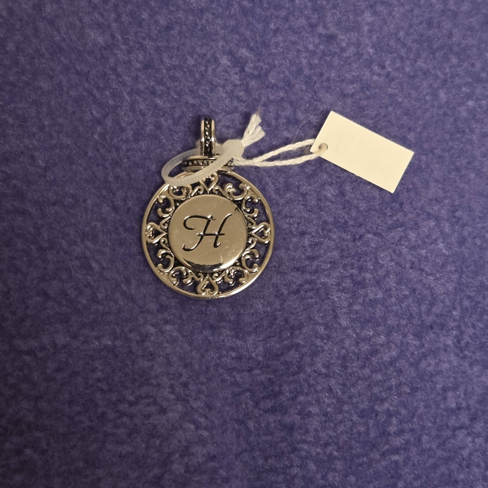 Silver Initial Pendant with Intricate Design